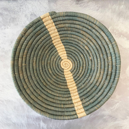 Opal Gray Striped Round Basket - 12"