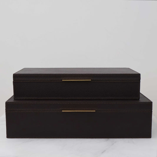Ralston Boxes in Aubergine Full-Grain Leather