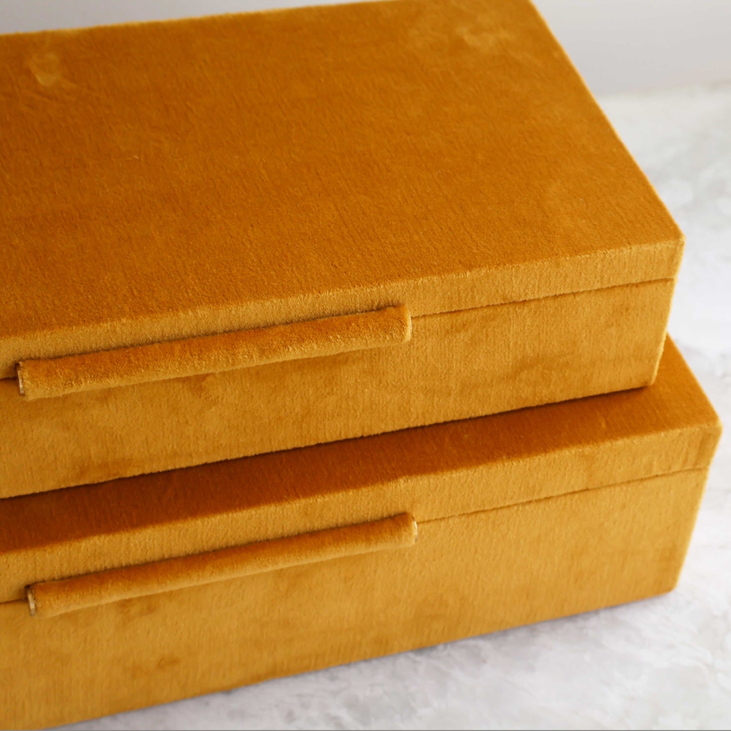 Sinclaire Boxes in Ocher Velvet