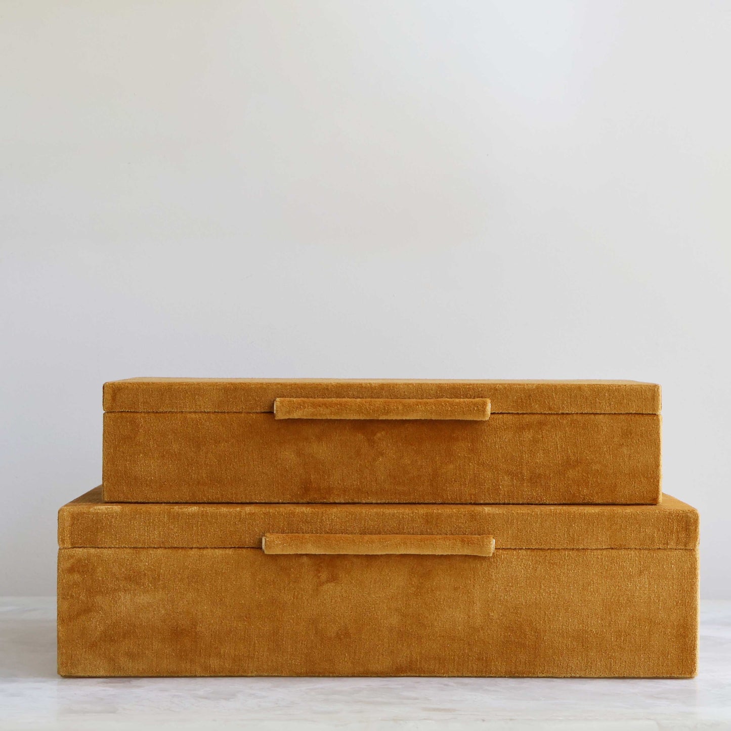 Sinclaire Boxes in Ocher Velvet