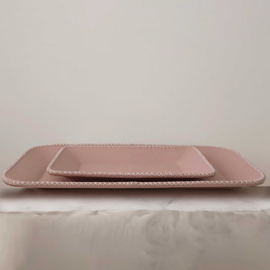 Leather Tray in Dusty Rose