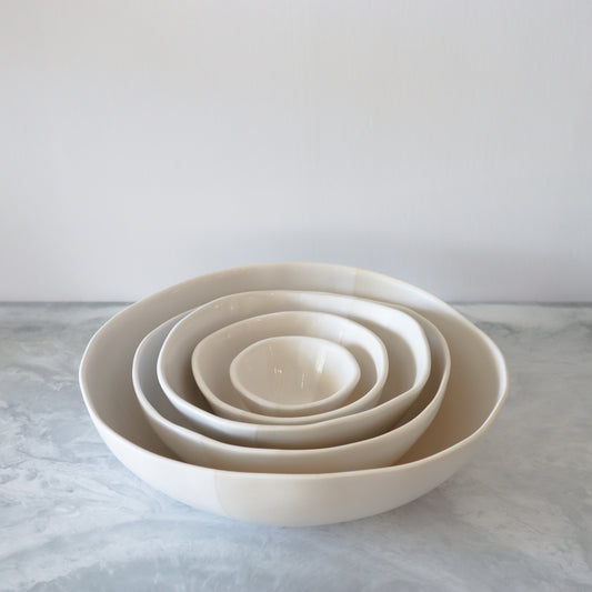 Nesting Bowls - Gloss White & Matte White Duo