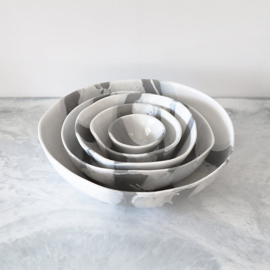 Nesting Bowls - Grey & White Stripe