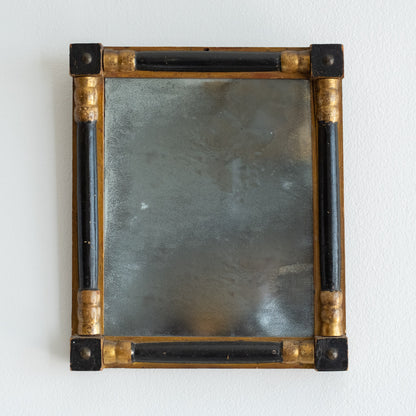Primitive Antique Black & Gilt American Mirror