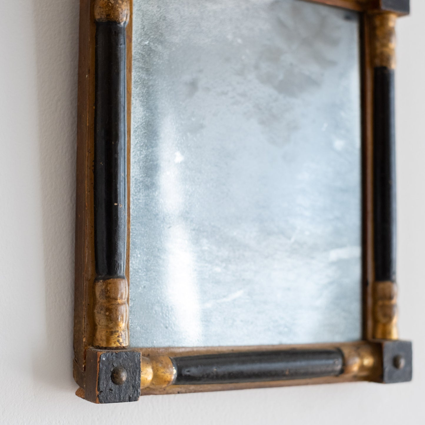 Primitive Antique Black & Gilt American Mirror