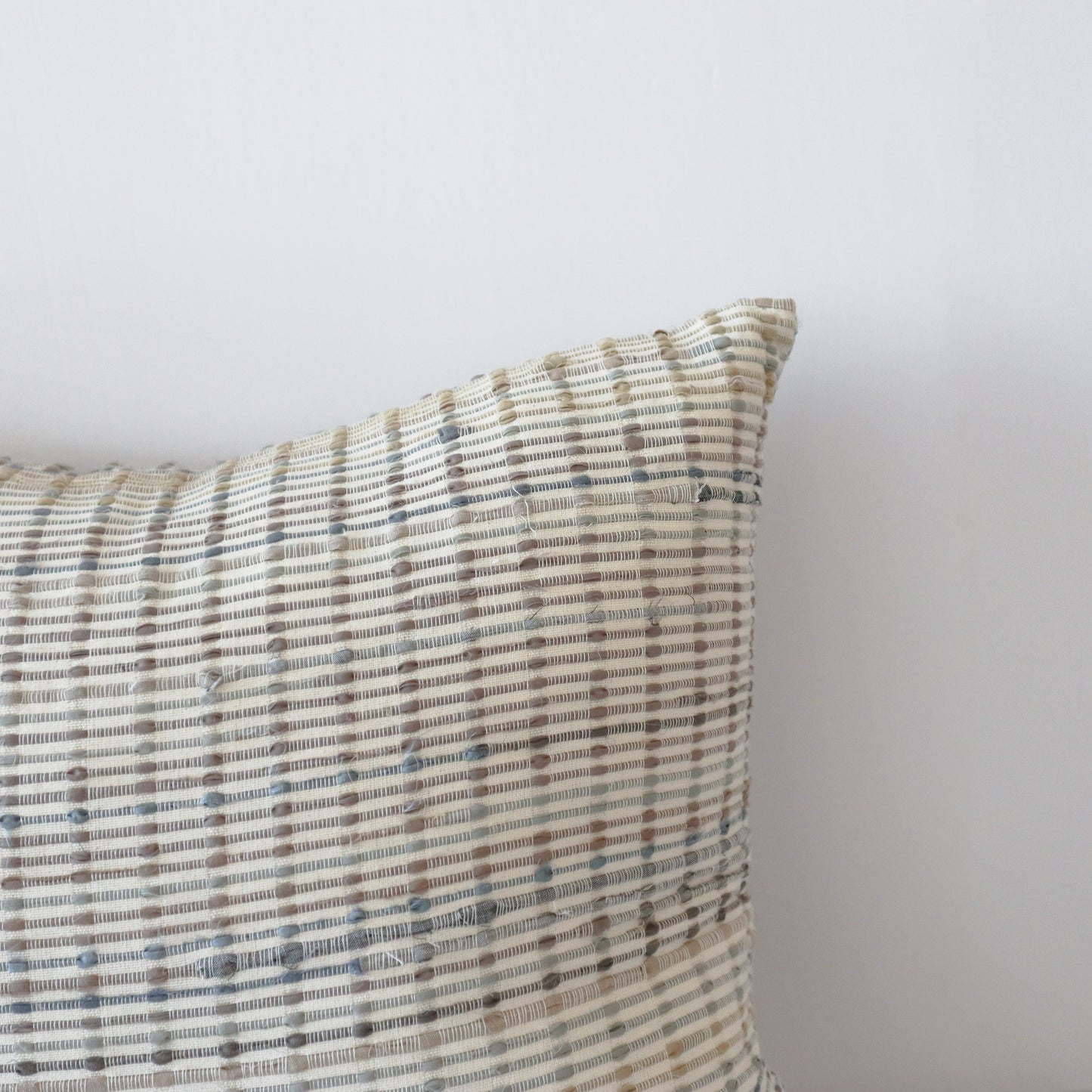 Taupe & Blue Stripe Pillow - 15" x 20"