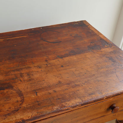 Pine and Spiral-Turned Leg Single Drawer Work Table