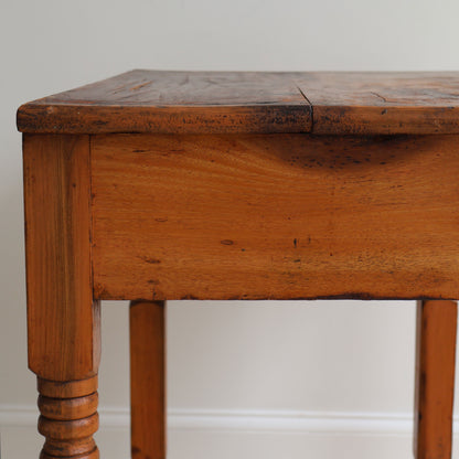 Pine and Spiral-Turned Leg Single Drawer Work Table