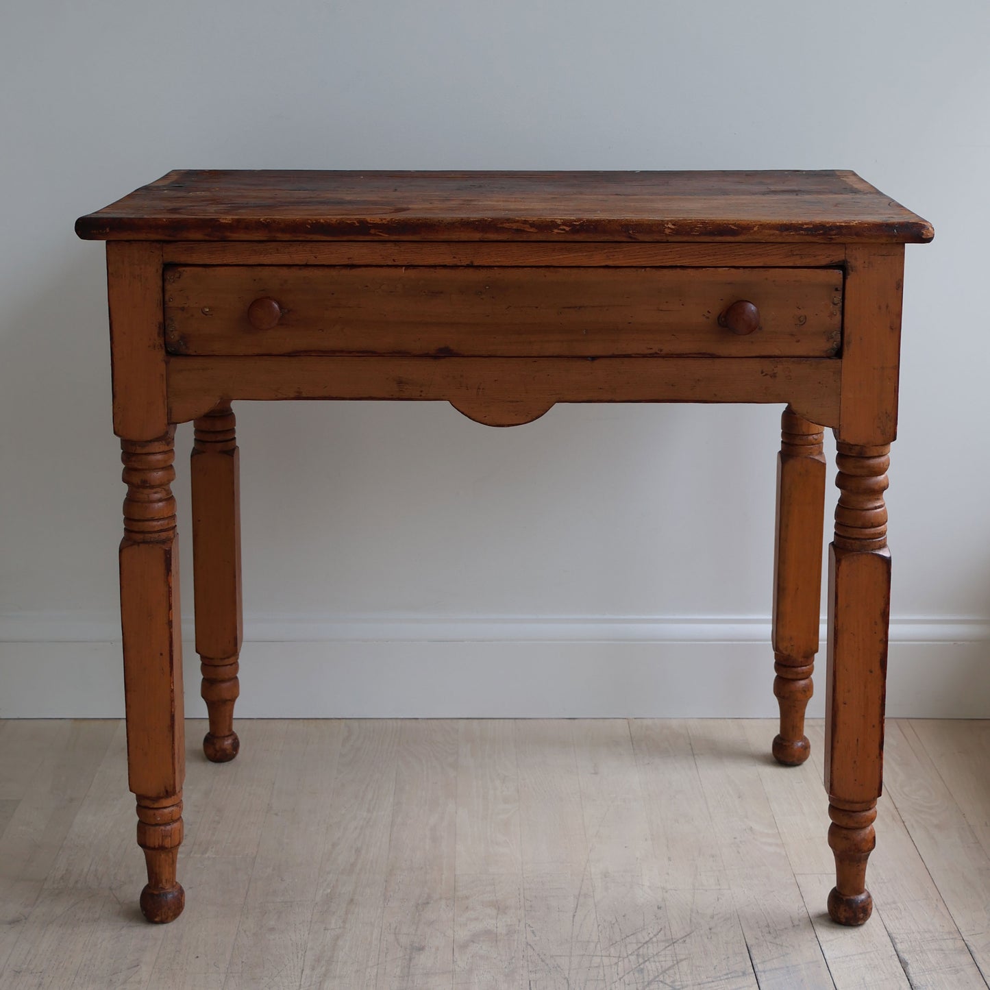 Pine and Spiral-Turned Leg Single Drawer Work Table