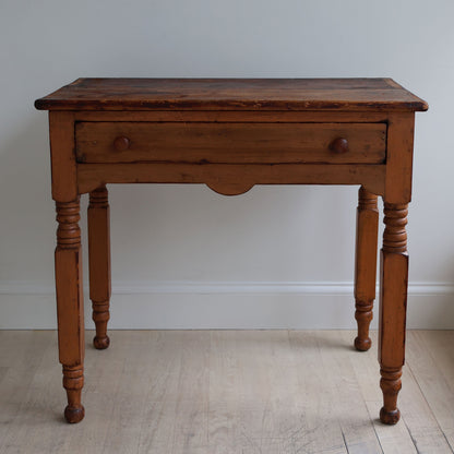 Pine and Spiral-Turned Leg Single Drawer Work Table