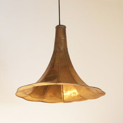 Pair of Vintage Brass Tulip Pendant Lights