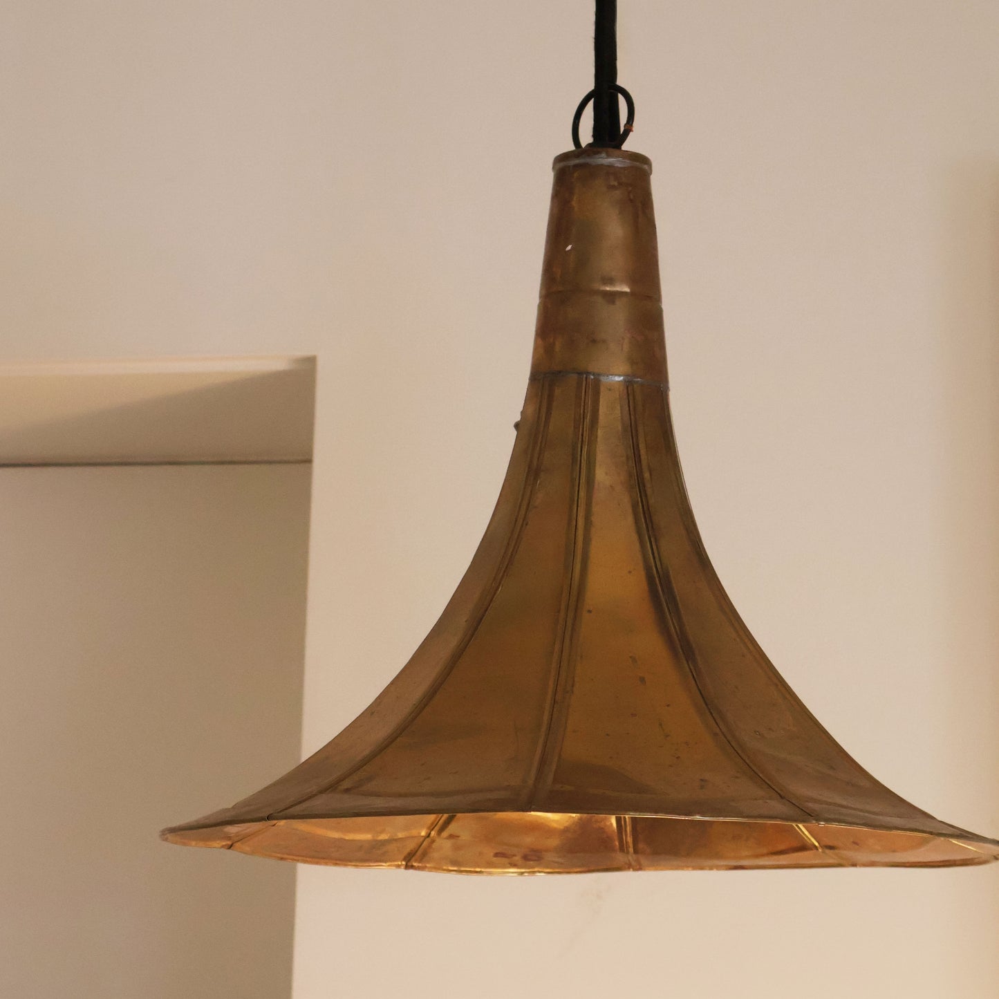 Pair of Vintage Brass Tulip Pendant Lights