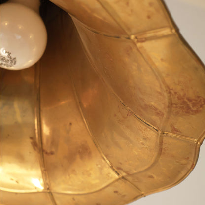 Pair of Vintage Brass Tulip Pendant Lights