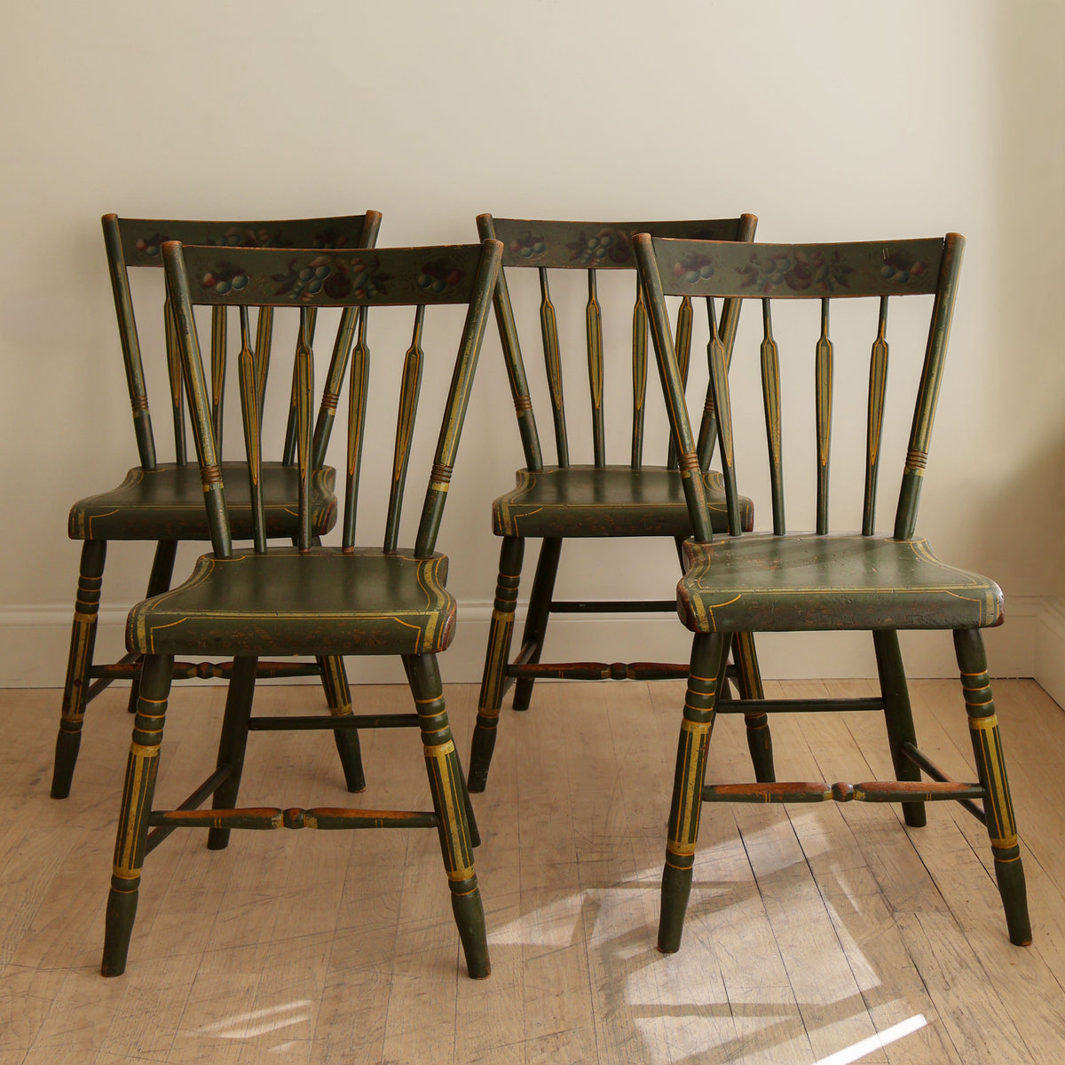 Set of 4 Handpainted Windsor Chairs