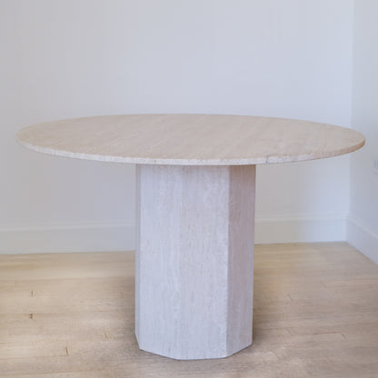 Vintage Round Travertine Dining Table