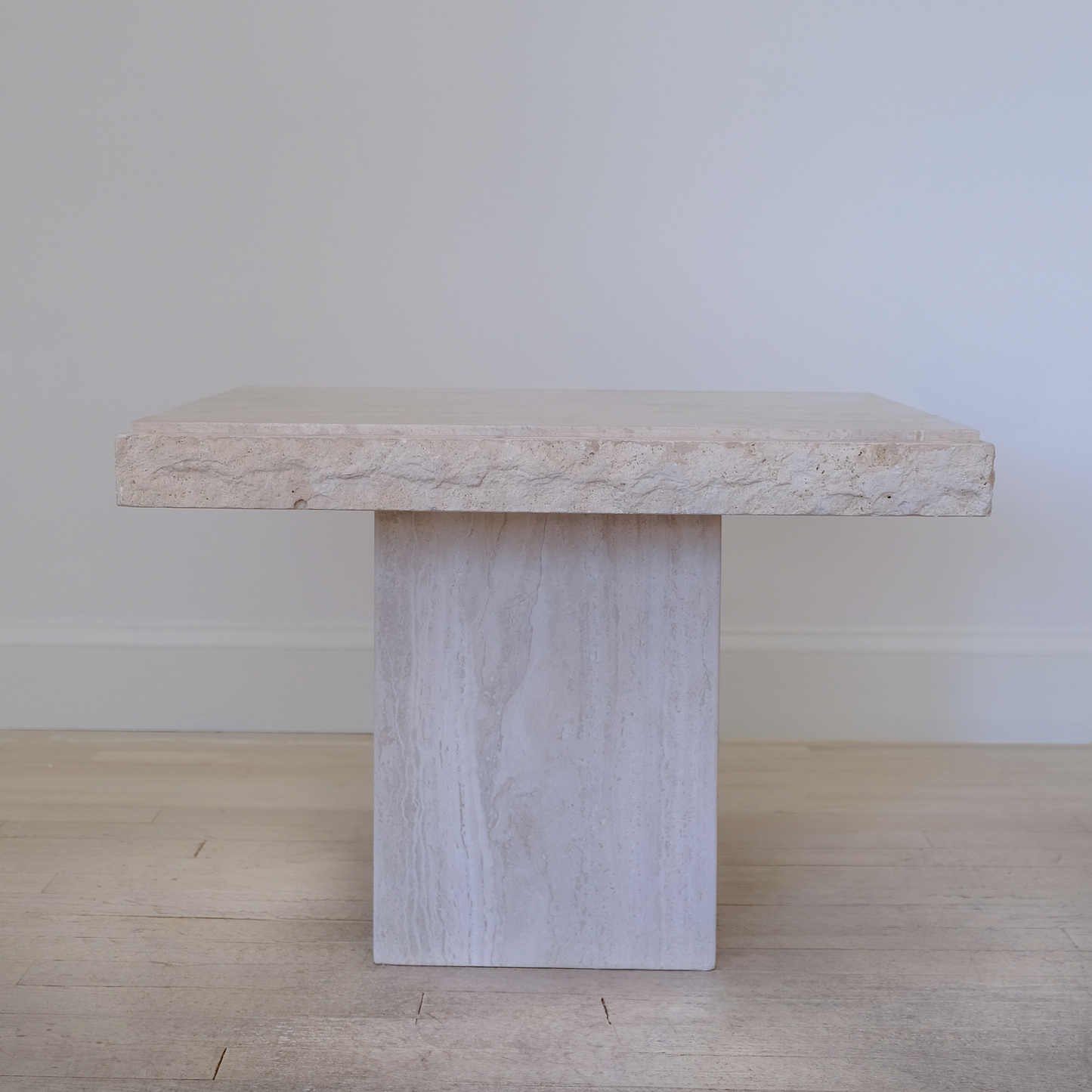 Vintage Travertine Raw Edge Live Edge End Table