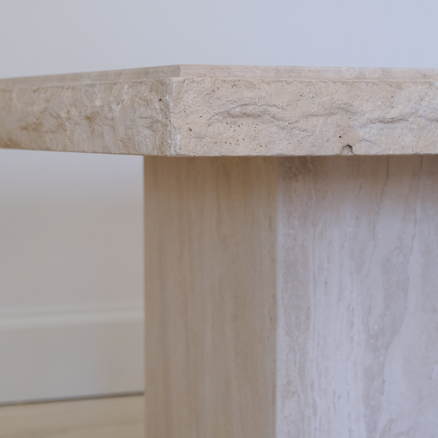 Vintage Travertine Raw Edge Live Edge End Table
