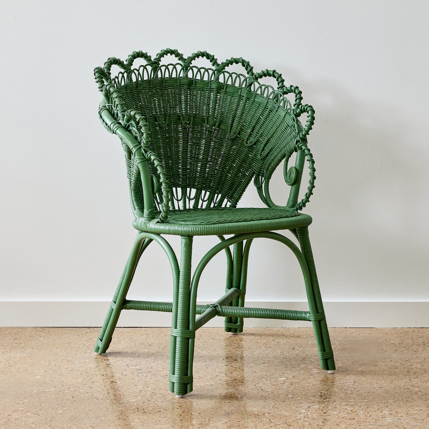 Green Wicker Scallop Chair