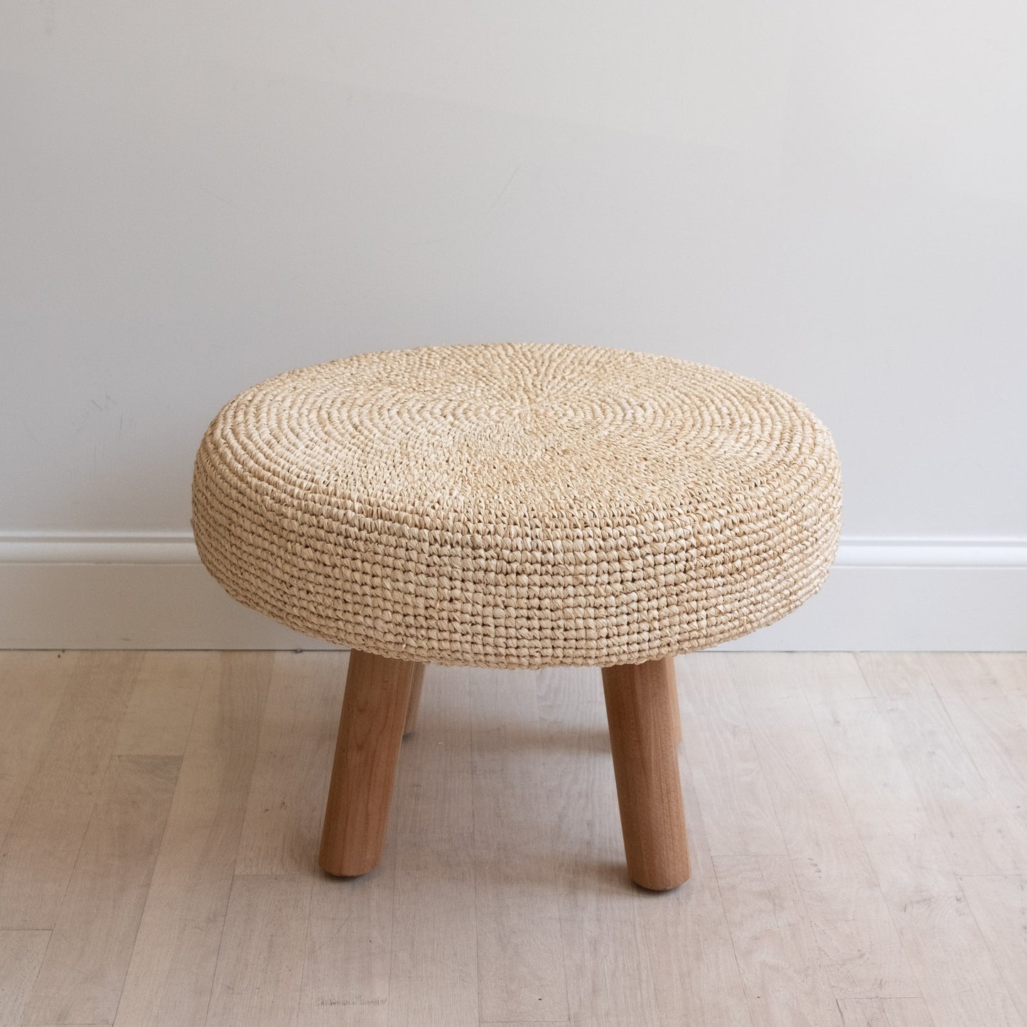 Raffia & Wood Stool