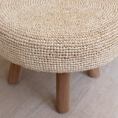 Raffia & Wood Stool