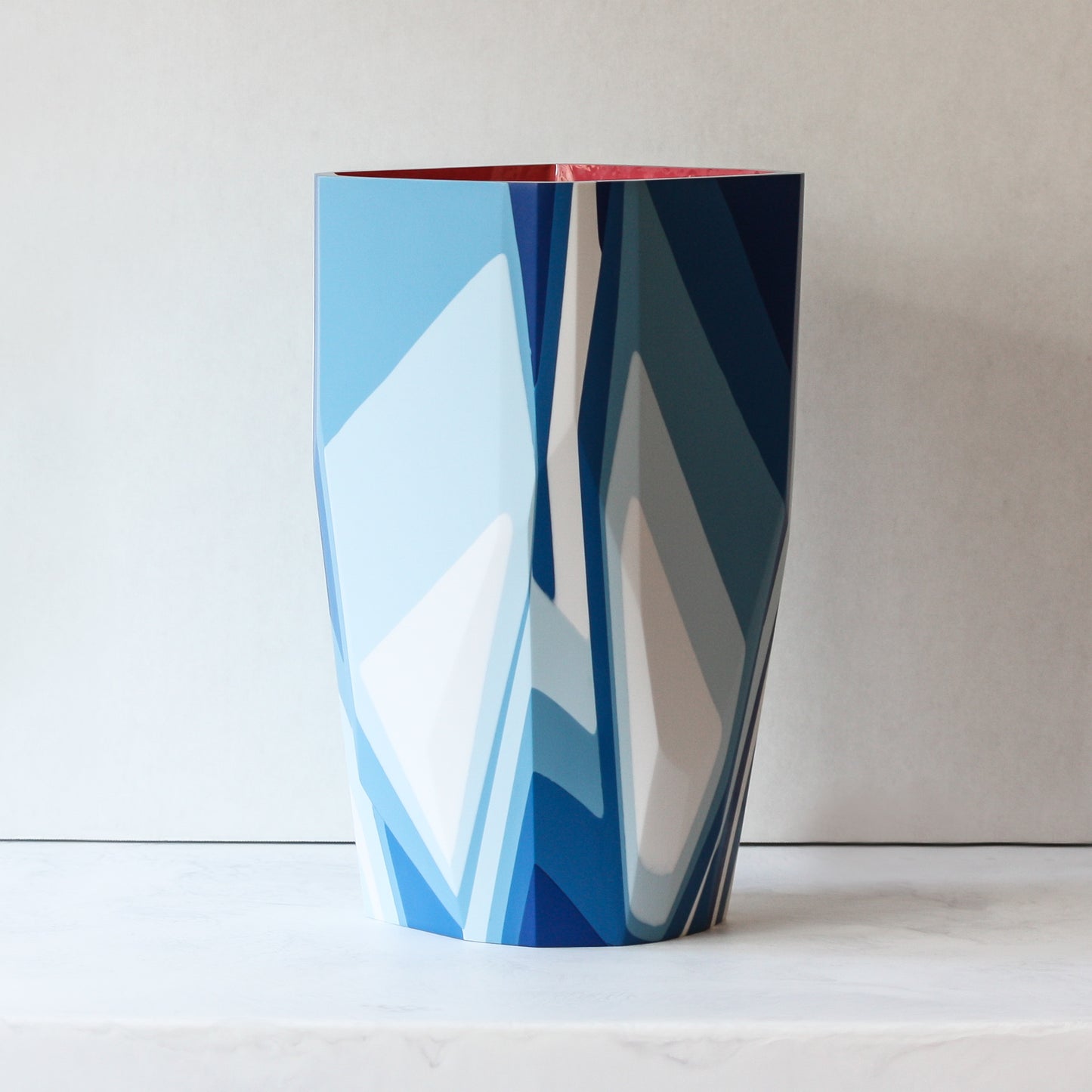 Lands End Vase handmade with resin and plaster in blue and pink part of the Anyon and Elyse Graham Blithe Collection