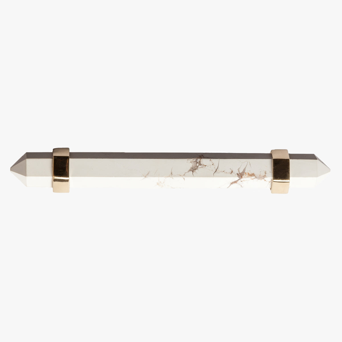 Freya Pull handmade in howlite marble and polished brass by Matthew Studios