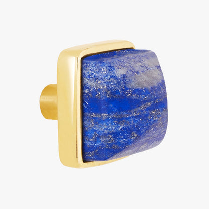 Hayden knob handmade in lapis lazuli and polished brass by Matthew Studios
