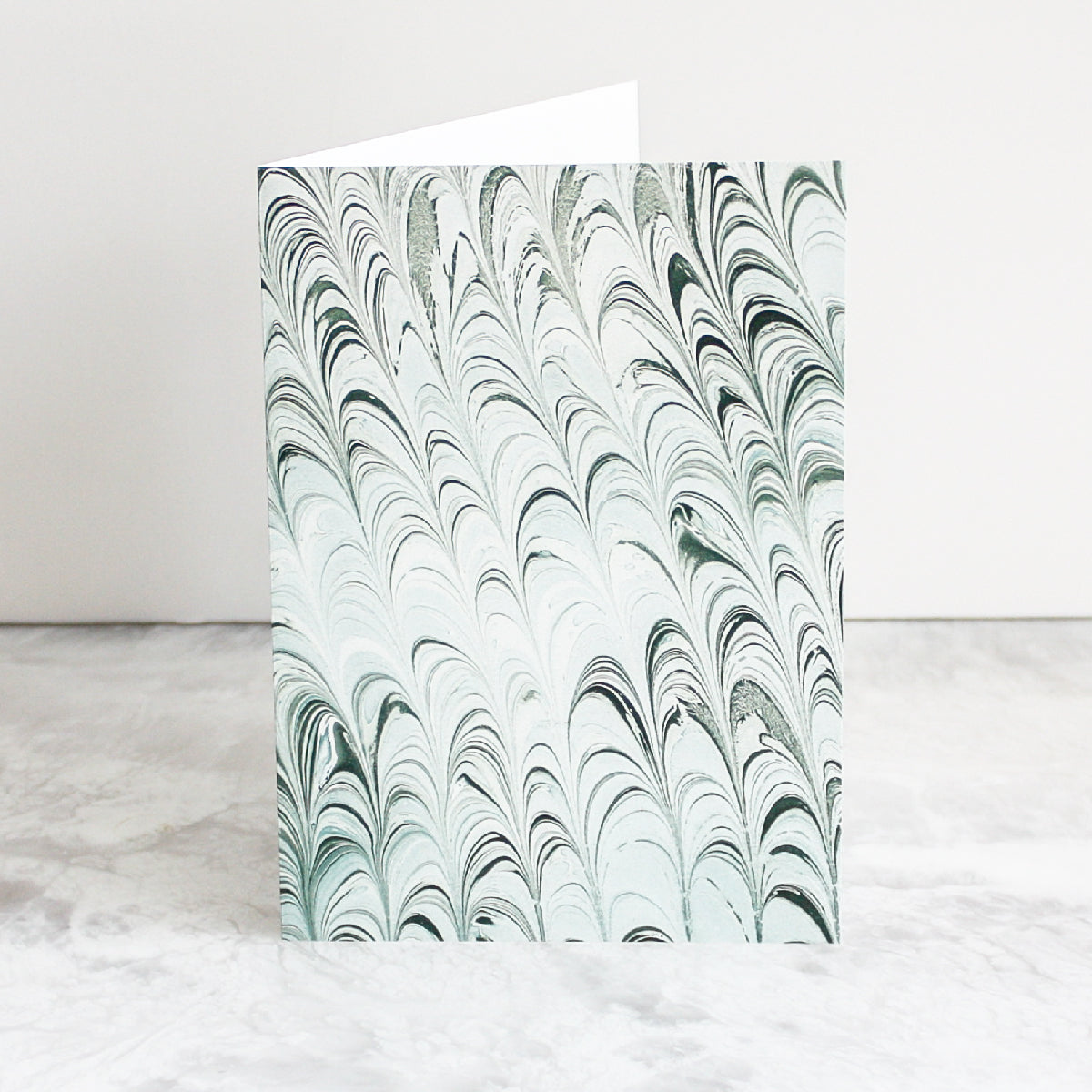 Marbleized greeting cards in seashell cluster in mint blue by Studio Formata