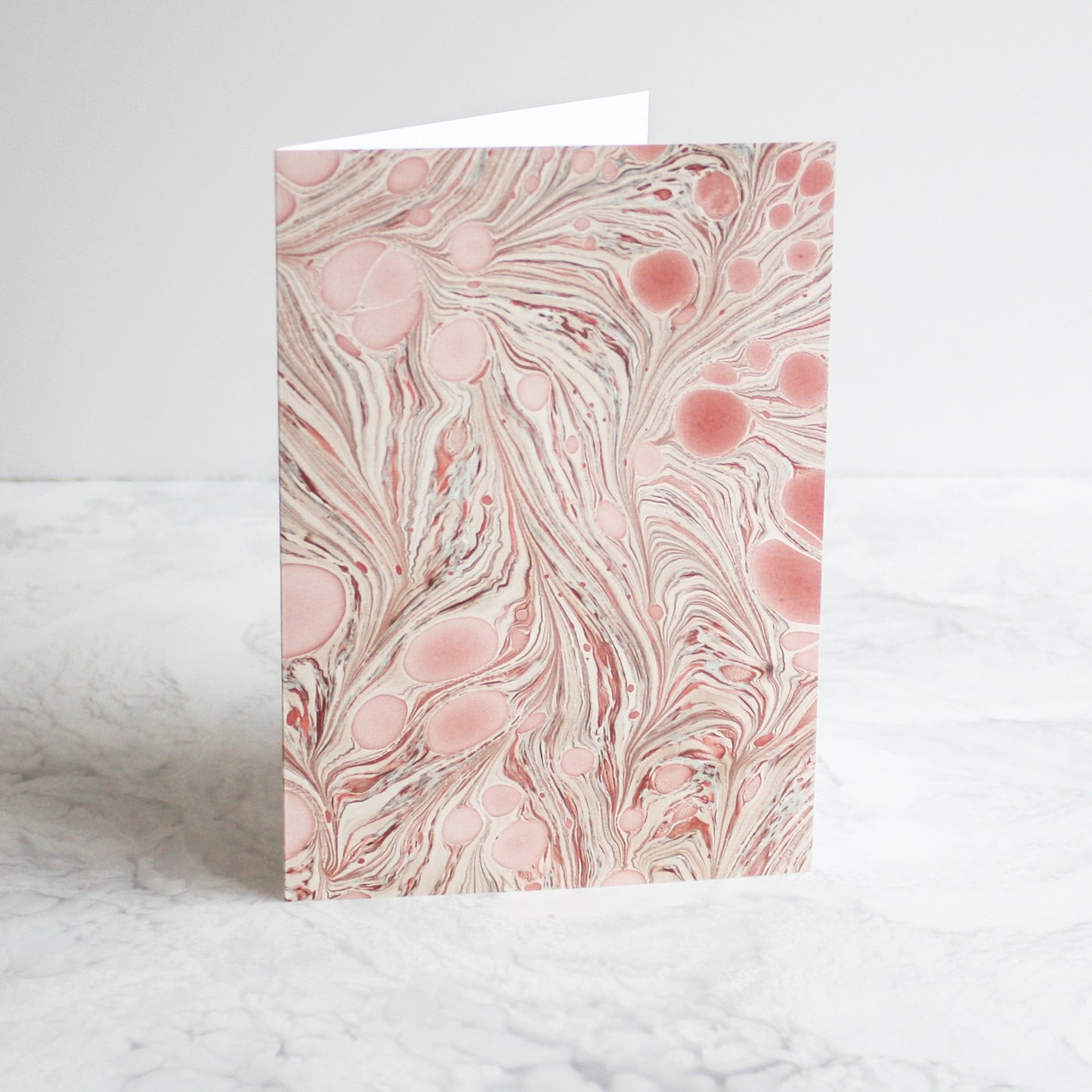 Marbleized greeting cards in Heather's heath pink