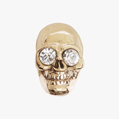 Skull knob handmade with crystal and polished brass by Matthew Studios