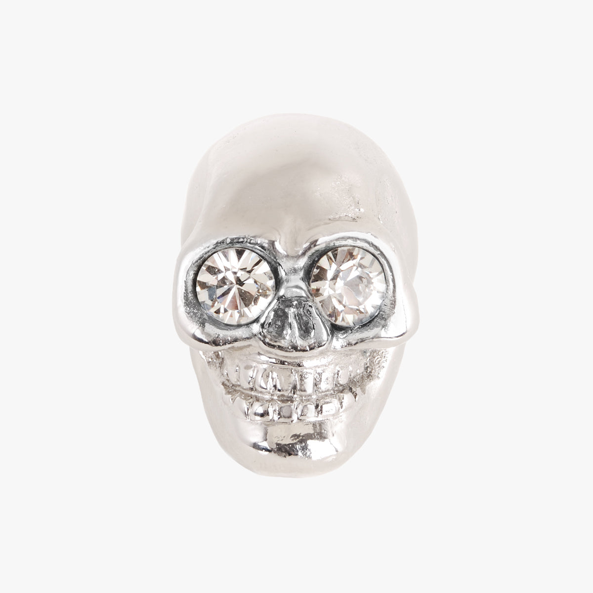 Skull knob handmade with crystal and polished chrome by Matthew Studios