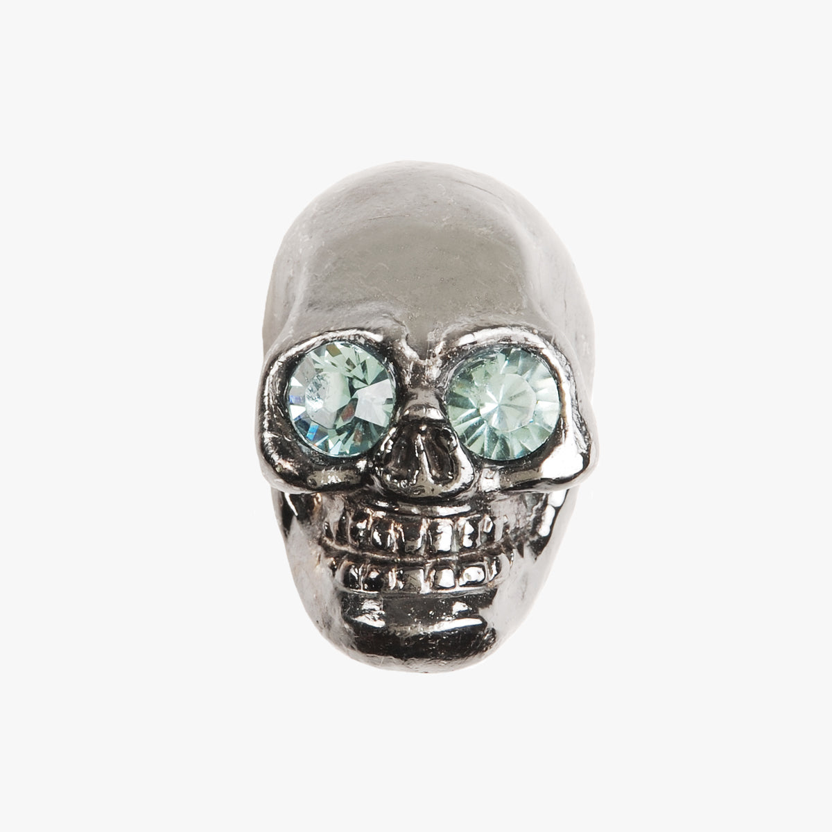 Skull knob handmade with crystal and polished nickel by Matthew Studios