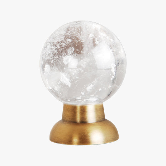 Sloane knob handmade in rock crystal and antique brass by Matthew Studios