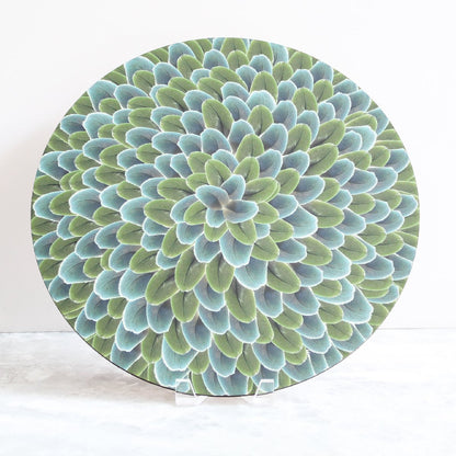blue lady amherst pheasant feathers placemat made with cork and wood in blue and green by Tisch New York