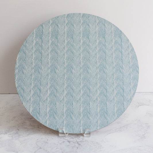 Herringbone placemats in mineral blue
