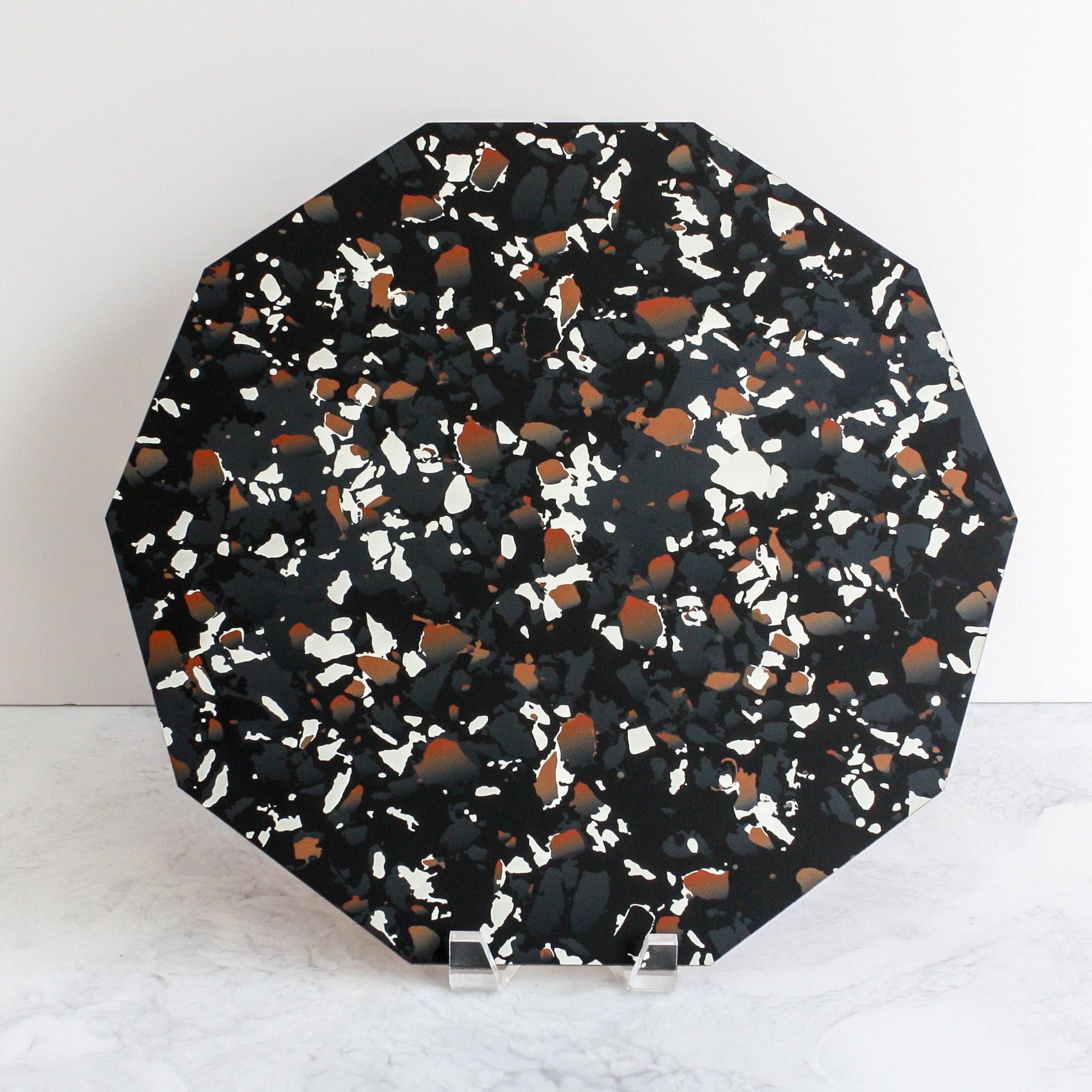 Terrazzo placemats in black made of cork and wood by Tisch New York