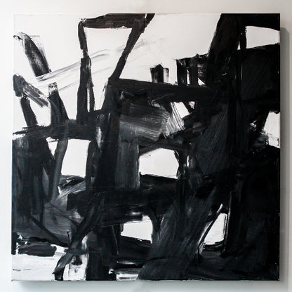 Untitled mixed media black and white painting by Shauna Pickering