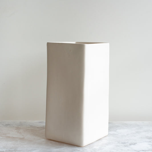 Square Vase in Matte White