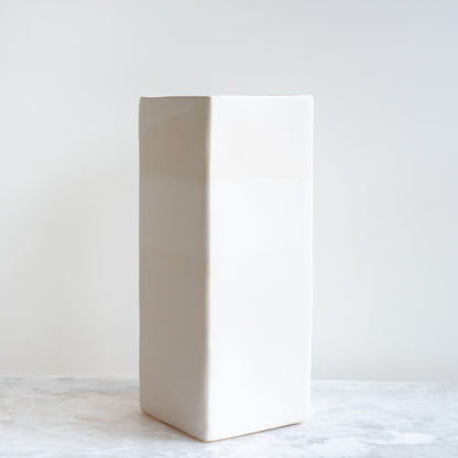 XL Square Vase in Matte White