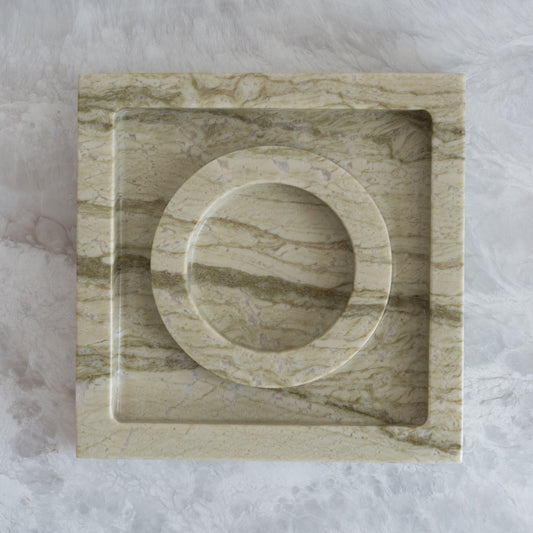Square Tray With Hole in Matcha