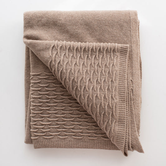 Knit Scallop Throw in Coffee