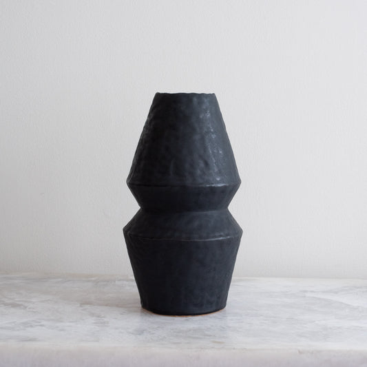 Coal Black Vase with Indent