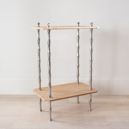 Freddie Table - Cerused Oak & Nickel