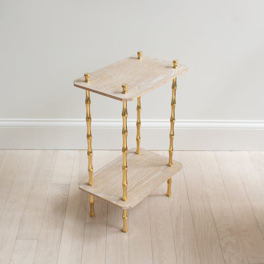 Freddie Table - Cerused Oak & Brass