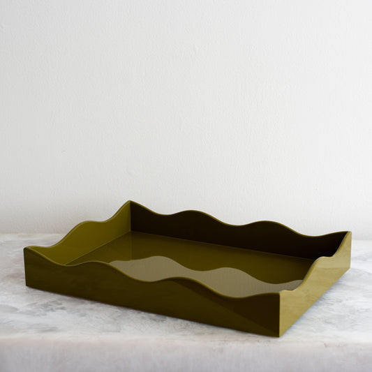 Medium Belles Rives Lacquer Tray - Light Olive