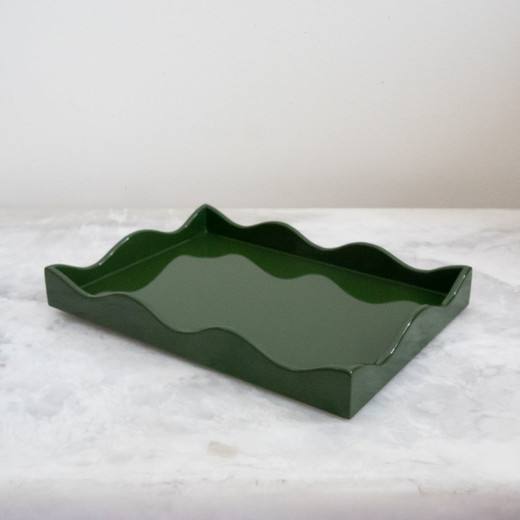 Small Belles Rives Lacquer Tray - Dark Olive