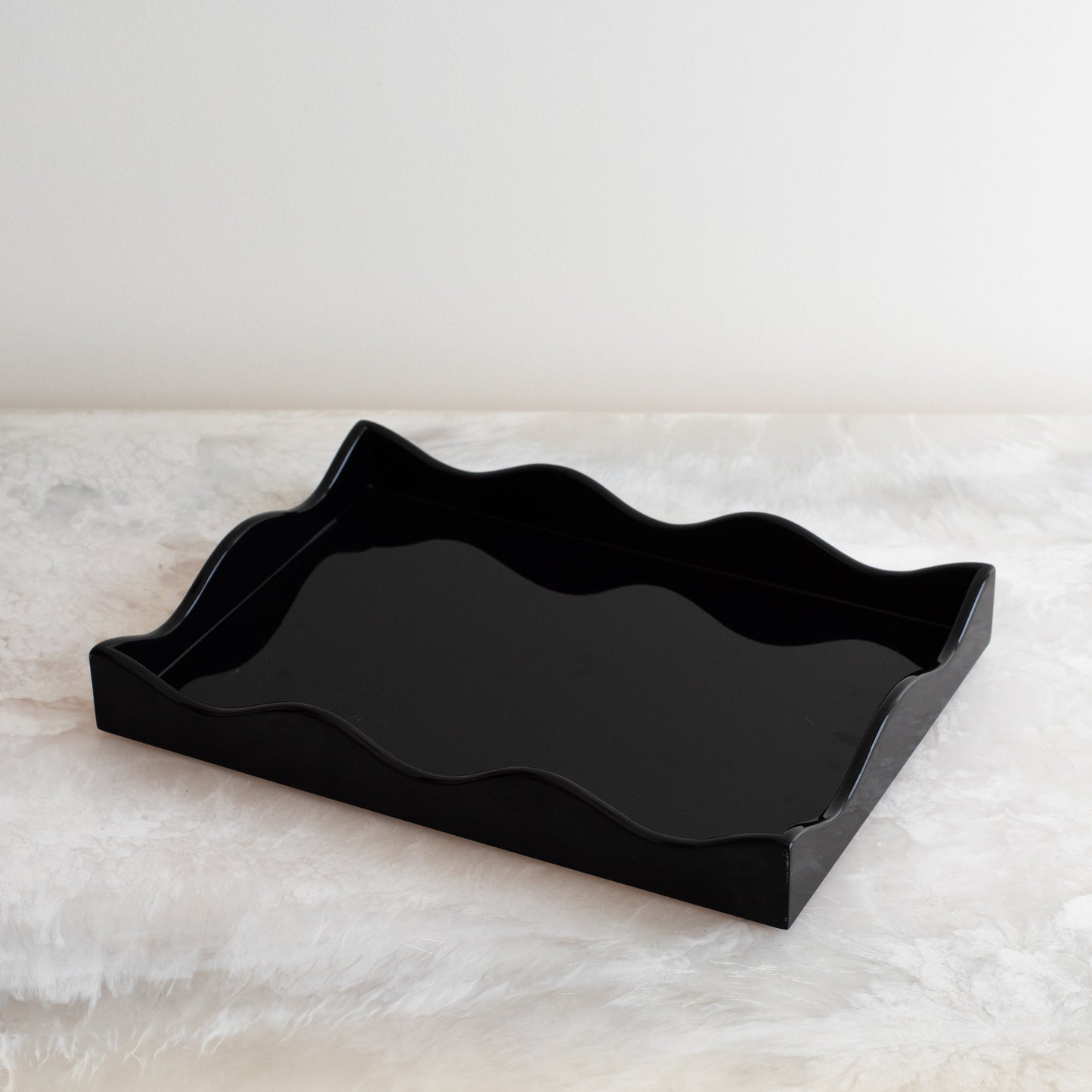 Small Belles Rives Lacquer Tray - Licorice Black