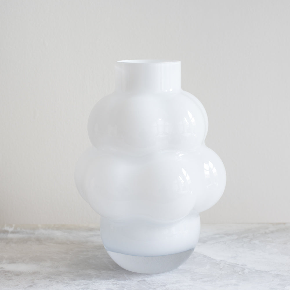 Glass Balloon Vase - Opal White