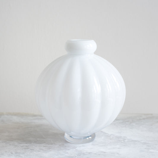 Opal White Round Balloon Vase