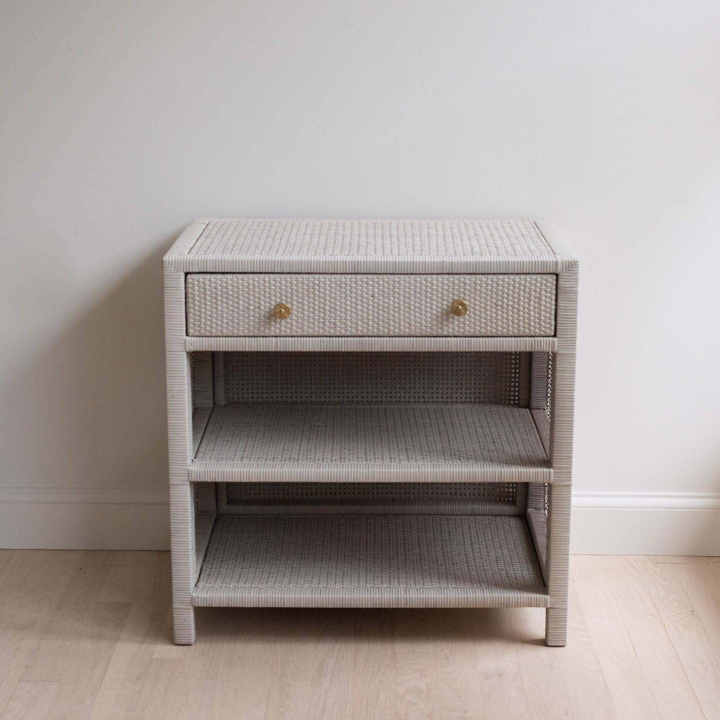 Gray Rattan Nightstand